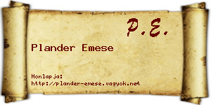 Plander Emese névjegykártya